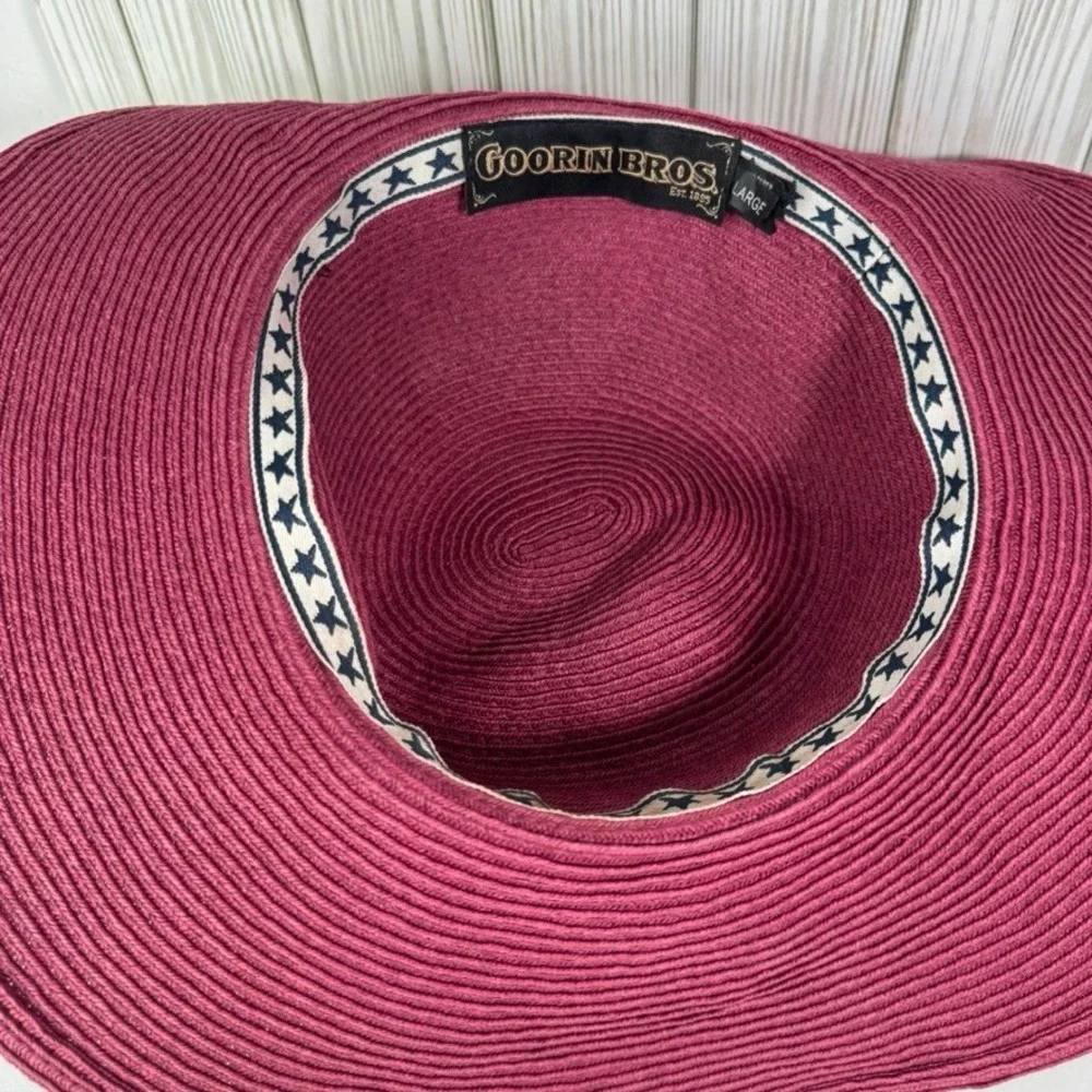 Goorin Bros Womens Large Floppy Sun Hat Braided Straw Wide Brim Beach Hat‎